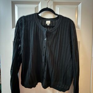 A New Day Black Open Weave Sweater